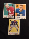 3 Card Lot of 1959 Topps Football Cards - #130, #131, #132 Vintage Football Cards