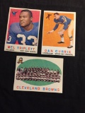 3 Card Lot of 1959 Topps Football Cards - #160, #161, #162 Vintage Football Cards