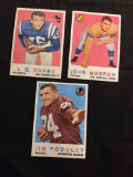 3 Card Lot of 1959 Topps Football Cards - #163, #164, #165 Vintage Football Cards