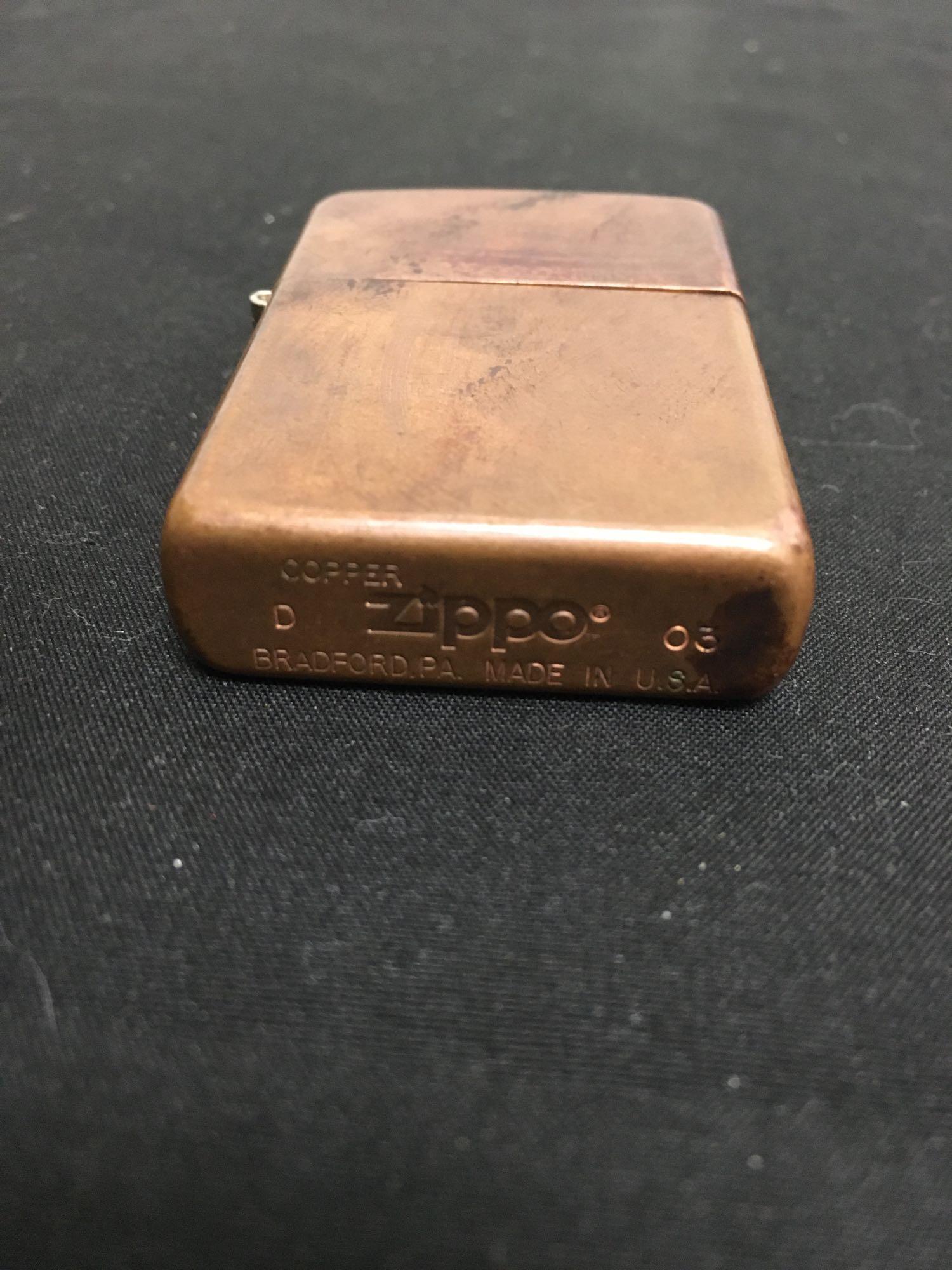 Vintage Zippo Lighter Copper D 03 | Proxibid
