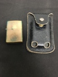 Vintage Zippo Lighter 1932 1991 Camel Bob in Leather Belt Case