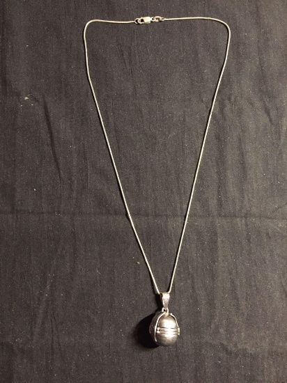 Mexican Made 22x22x18mm Sterling Silver Six Fold Locket Pendant w/ 20in Long Snake Chain
