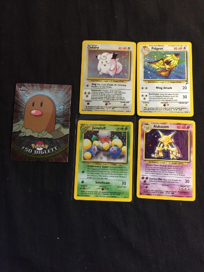 Lot of 5 Vintage Holo Holofoil Pokemon Cards from Collection