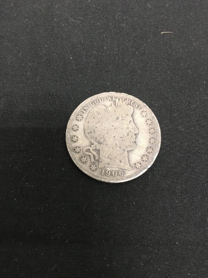 1906-O United States Barber Half Dollar - 90% Silver Coin - 0.361 ASW