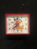 Vintage Mickey Mouse and Pluto Collectible Walt Disney Clock Battery Powered Lorus Quartz