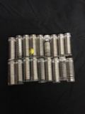 17 Count Lot of Tubes of Circulated Vintage Jefferson Nickels Full/Partial