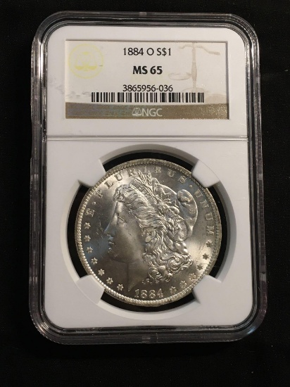 1884-O United States Morgan Silver Dollar - NGC Graded MS 65