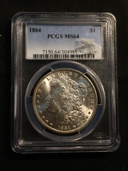 1884 United States Morgan Silver Dollar - PCGS Graded MS 64