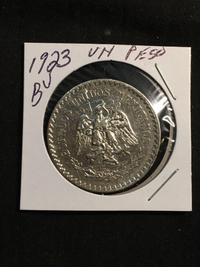 1923 Mexico 1 Peso Silver Foreign Coin