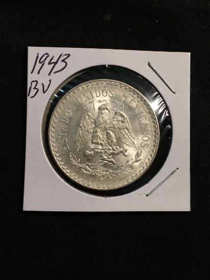 1943 Mexico 1 Peso Silver Foreign Coin