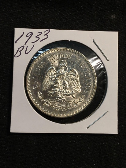 1933 Mexico 1 Peso Silver Foreign Coin