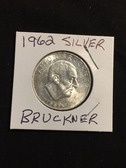 1962 Austria 25 Schilling Bruckner Silver Foreign Coin