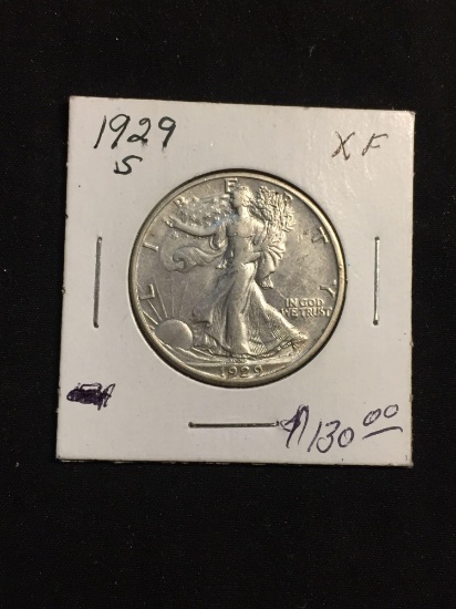 1929-S United States Walking Liberty Silver Half Dollar - 90% Silver Coin