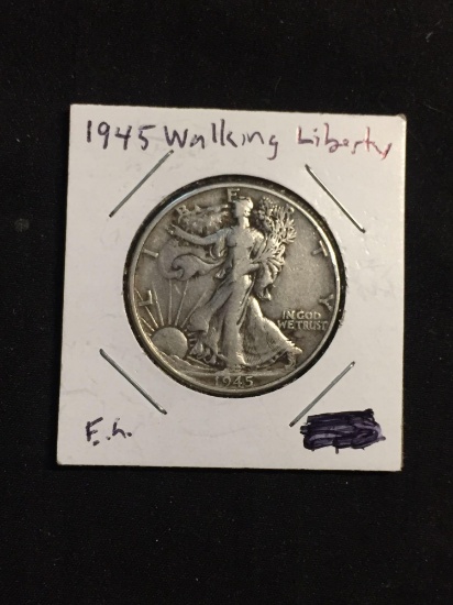 1945 United States Walking Liberty Silver Half Dollar - 90% Silver Coin