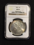 1887 United States Morgan Silver Dollar - NGC MS 65 Graded