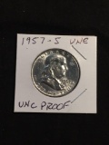 1957-S United States Franklin Silver Half Dollar - 90% Silver Coin