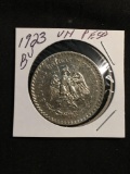 1923 Mexico 1 Peso Silver Foreign Coin