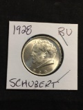 1928 Austria 2 Schilling Schubert Silver Foreign Coin