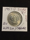 1951-D United States Booker T & George Washington Carver Silver Half Dollar