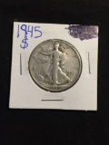 1945-S United States Walking Liberty Silver Half Dollar - 90% Silver Coin