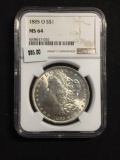 1885-O United States Morgan Silver Dollar - NGC MS 64 Graded