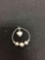 Handmade 25mm Diameter Triple Bead Ball & Heart Charm Accented Sterling Silver Pendant