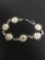 Sun face Link Design 15mm Wide 8in Long Sterling Silver Toggle Bracelet