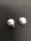 Round 22mm Diameter 13mm Deep Pair of Domed Sterling Silver Clip On Earrings
