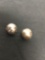Round 19mm Diameter 9mm Deep Pair of Domed Sterling Silver Button Earrings