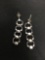 Quadruple Tier Circle Link Design 40mm Long 10mm Wide Pair of Sterling Silver Drop Earrings