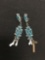 Old Pawn Native American Style Myrlinda Designer Turquoise Cabochon Accented 70mm Long 20mm Wide