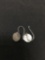 Hammer Finished Round 12mm Feline Motif Pair of Sterling Silver Shepard's Hook Earrings