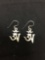 Pair of 22x17mm Sterling Silver Spiritual Symbol Themed Dangle Earrings
