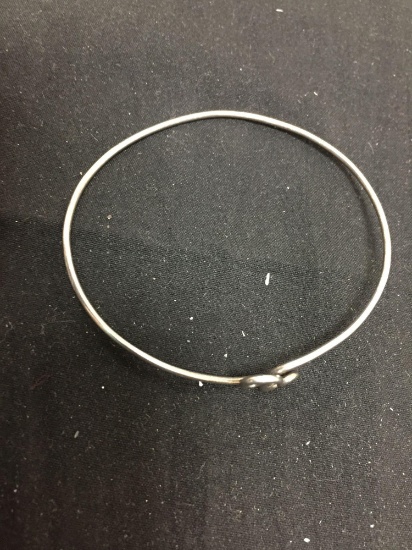 Bypass Shepard's Hook Design 1.25 mm Wide 2.5in Diameter Sterling Silver Bangle Bracelet