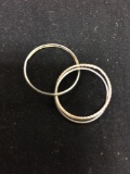 Two High Polished & One Textured 1.25mm Wide Three Interlocking Sterling Silver Rolling Ring Band