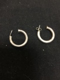 Rounded 20mm Diameter 3mm Wide Pair of Sterling Silver Hoop Earrings