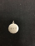 Brush & High Polish Finished Round 19mm Engravable Sterling Silver Signed Designer Signet Pendant