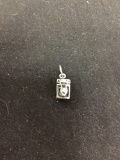 ROH Designer Kiss & Heart Motif Antique Finished 9x6x6mm Opening Sterling Silver Prayer Box Pendant
