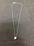 Round 10mm White Solitaire Pearl Pendant w/ 0.75mm Wide 16in Long Sterling Silver Necklace