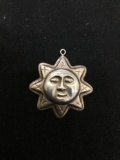 FAS Designer 30mm Diameter Constellation Stars & Moon Sterling Silver Sun god Pendant