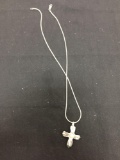 Israeli Made 4G Designer Handmade 40x30mm High Polished Sterling Silver Cross Pendant w/ Round 6mm