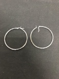 Twisted Design 1.75mm Wide 42mm Diameter Pair of Sterling Silver Hoop Earrings