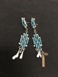 Old Pawn Native American Style Myrlinda Designer Turquoise Cabochon Accented 70mm Long 20mm Wide