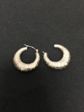 Filigree Engraved 30mm Diameter 6mm Wide Pair of Sterling Silver Hoop Earrings