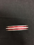 Tommy Hilfiger Designer 11mm Wide 3in Diameter Red Enameled & Rhinestone Accented Fashion Bangle