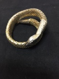 Whiting & Davis Co Designer 15mm Wide Gold-Tone Coiled Snake Design 3in Diameter Fashion Bracelet