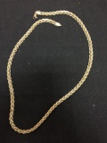 High Polished & Rope Detailed Braided Link 6mm Wide 24in Long 14Kt Gold-Plated Necklace