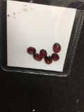 Lot of Six Oval Faceted 7x5mm Loose Garnet Gemstones
