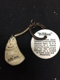 Miniature Eskimo Billiken Carved Design Walrus Ivory 3.25in Long Keychain