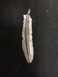 Handmade Old Pawn Native American 60x12mm Feather Motif Sterling Silver Pendant